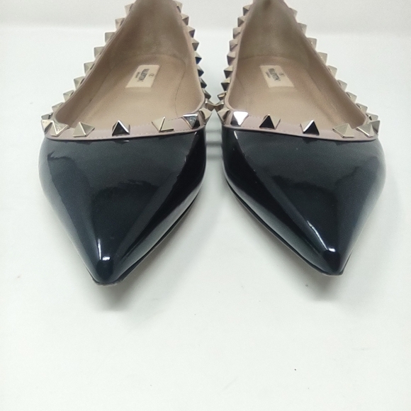 Valentino Garavani Size 39 Rockstud ballet flats ballerinas black patent - Picture 5 of 11